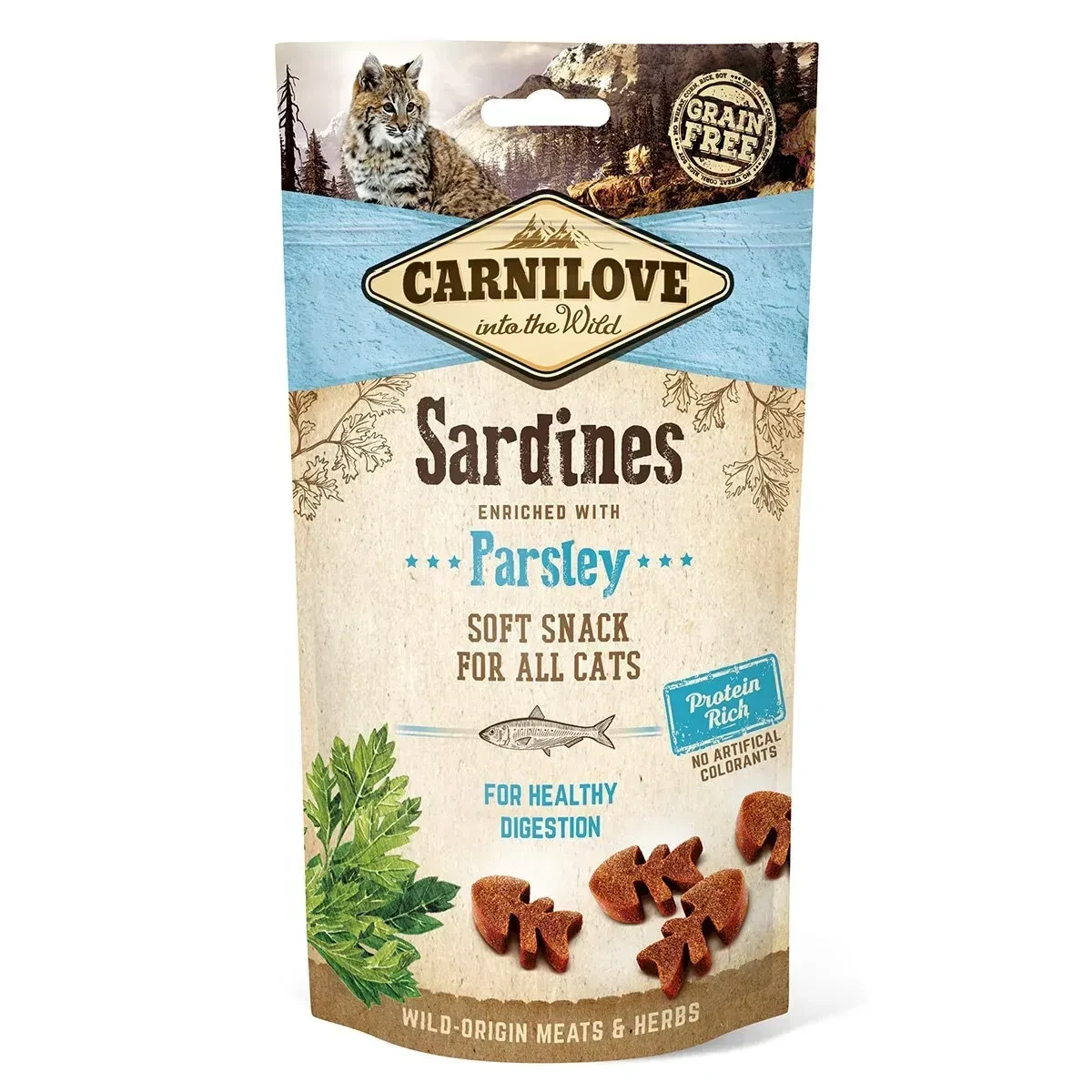 Ласощі Carnilove Cat Semi Moist Snack Sardine with Parsley для котів з чутливим травленням з сардиною та петрушкою — зображення 1