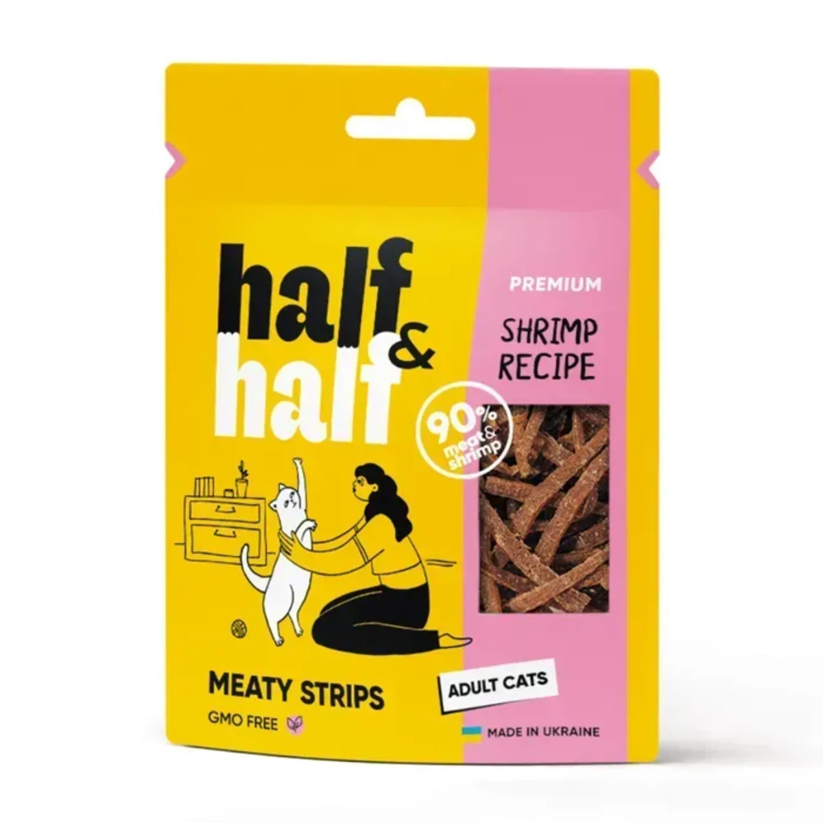 Ласощі Half&Half м’ясні смужечки з креветкою для котів, 50 г — зображення 1
