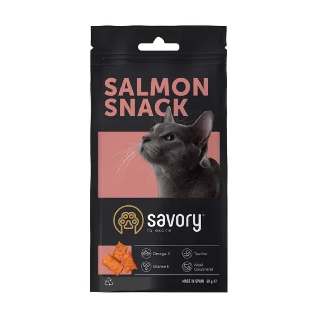 Хрумкі ласощі Savory Cats Snacks Pillows Gourmand with Salmon для дорослих вибагливих котів подушечки з лососем 60 г — зображення 1