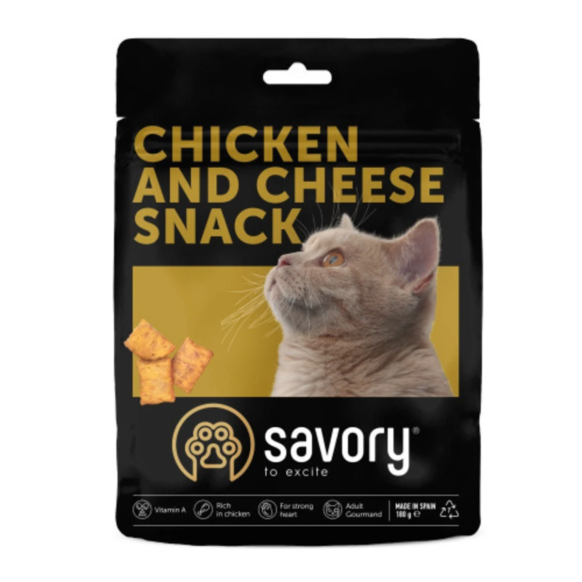 Хрумкі ласощі Savory Cats Snacks Pillows Gourmand with Chicken and Cheese для дорослих вибагливих котів подушечки з куркою та сиром — зображення 1