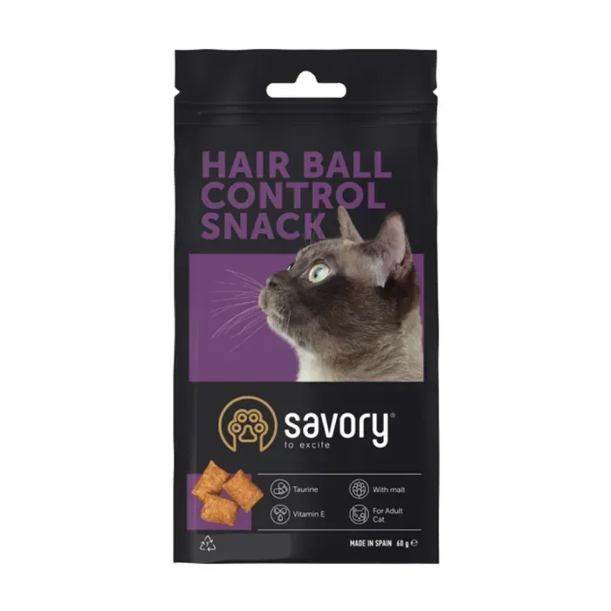 Хрумкі ласощі Savory Cats Snacks Pillows Hair Ball Control для дорослих котів подушечки для виведення шерсті
