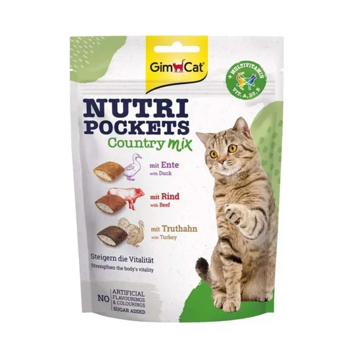 Ласощі вітамінні GimCat Nutri Pockets Кантрі мікс для котів з качкою яловичиною та індичкою 150 г — зображення 1