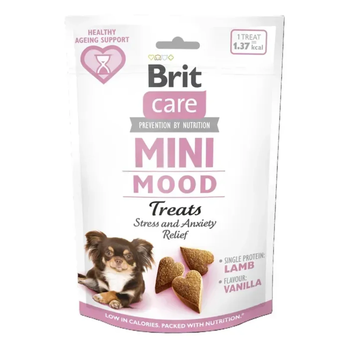 Ласощі для собак малих порід Brit Care Mini Treats Mood проти стресу, ягня та ваніль 50 г — зображення 1