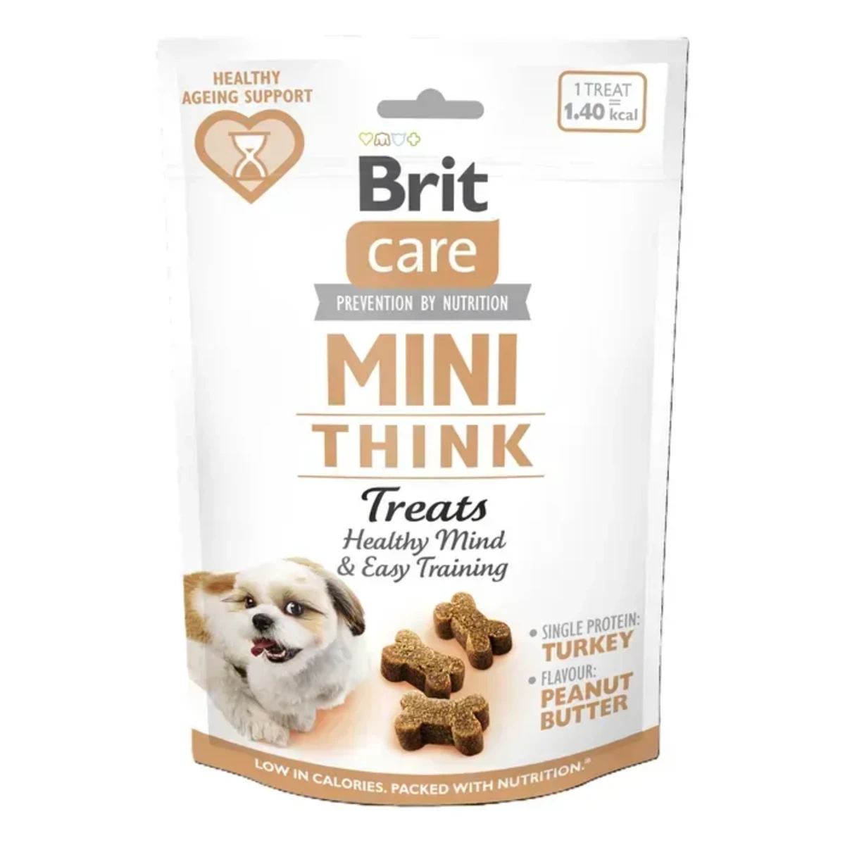 Ласощі для собак малих порід Brit Care Mini Treats Think для розумових здібностей, зі смаком індички та арахісового масла 50 г — зображення 1