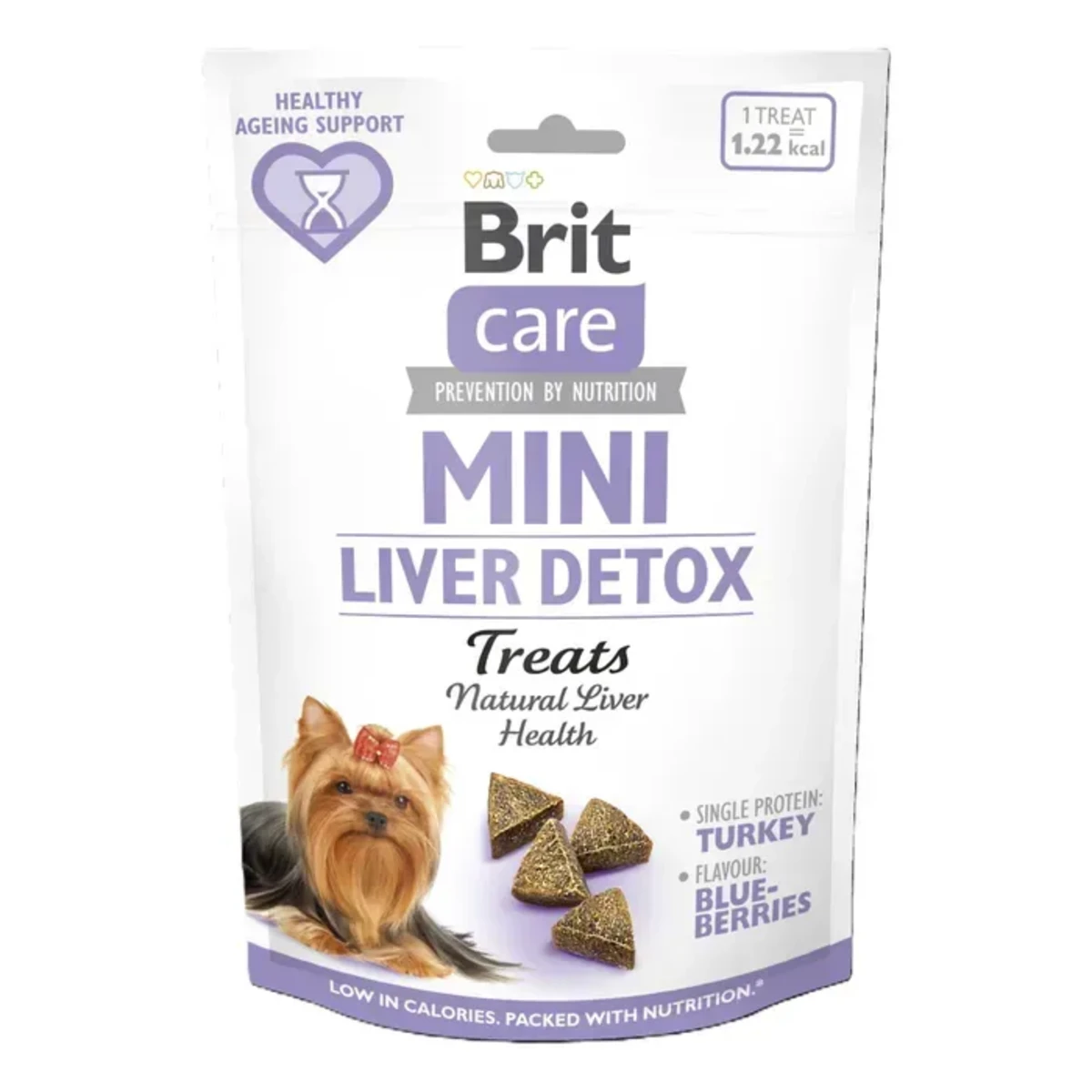 Ласощі Brit Care Mini Treats Liver Detox для собак малих порід, детокс печінки зі смаком індички та чорниці 50 г — зображення 1
