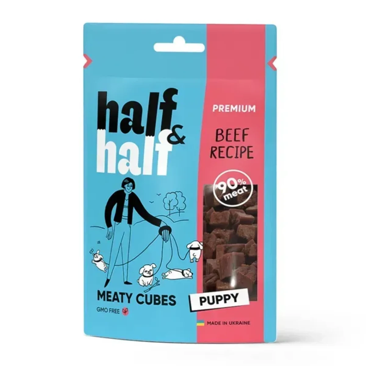 Ласощі Half&Half м'ясні кубики для цуценят, з яловичиною 100 г — зображення 1
