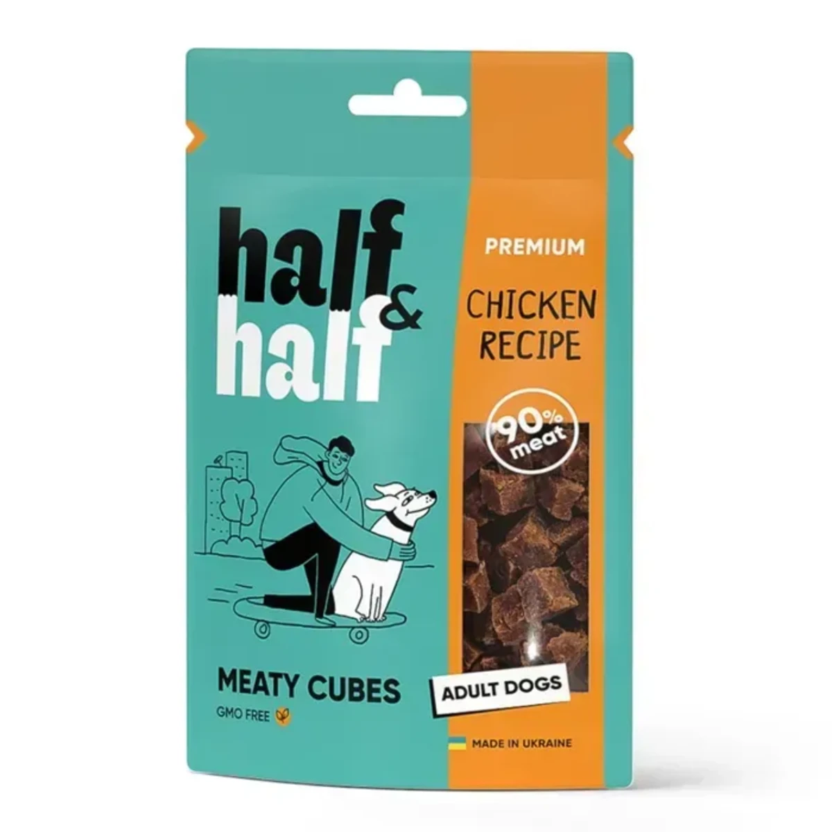 Ласощі Half&Half м'ясні кубики для собак, із куркою 100 г — зображення 1