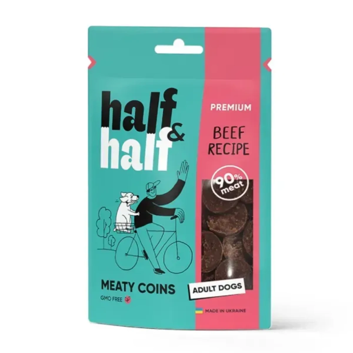 Ласощі Half&Half м'ясні монетки для собак з яловичиною 100 г — зображення 1