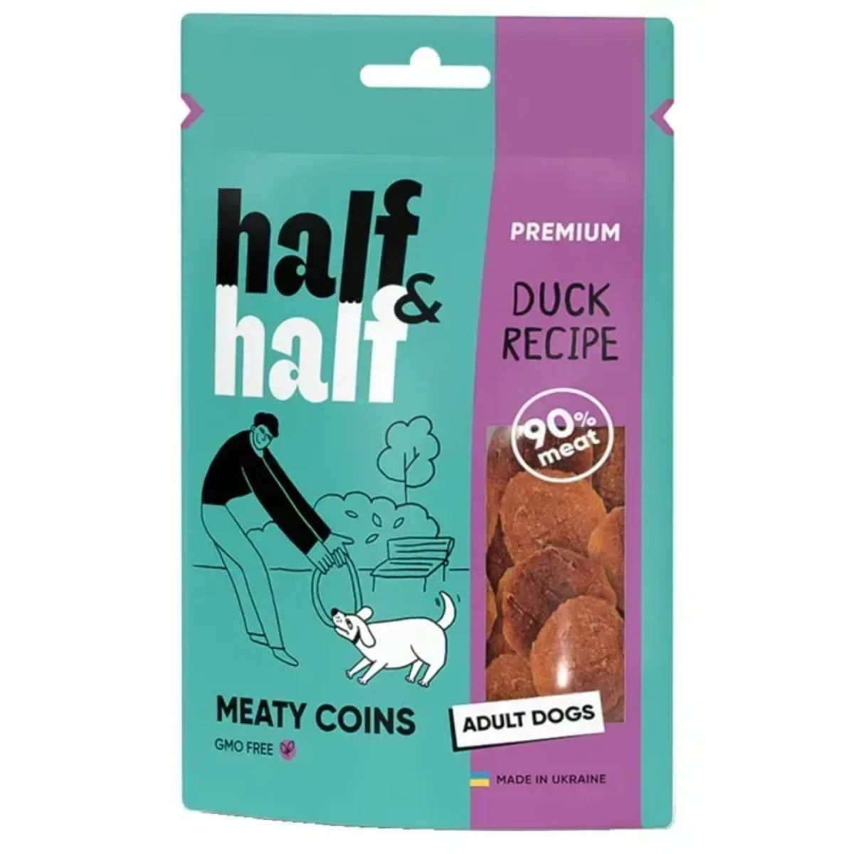 Ласощі Half&Half м'ясні монетки для собак із качкою 100 г — зображення 1