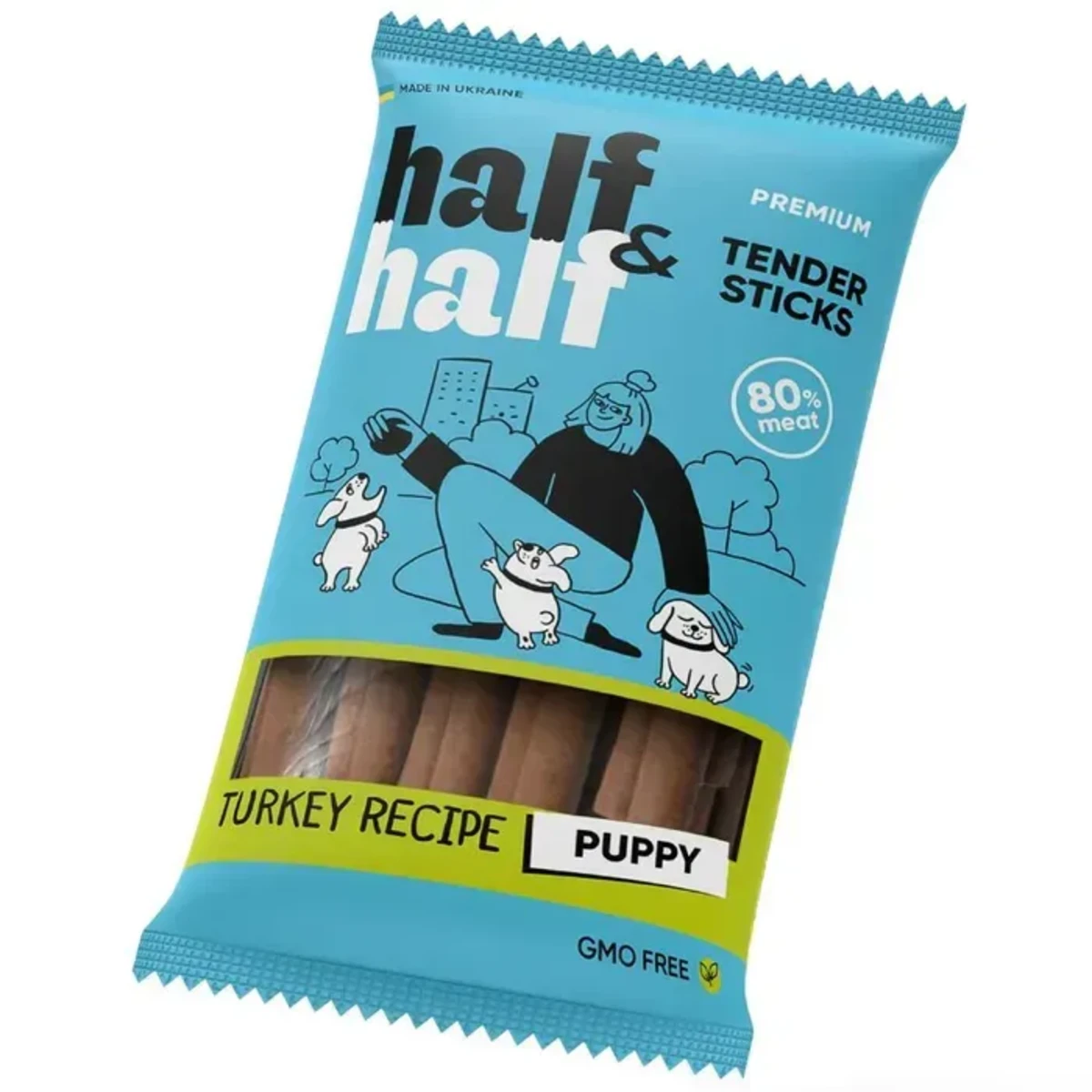 Ласощі Half&Half м'ясні палички для цуценят, з індичкою 100 г