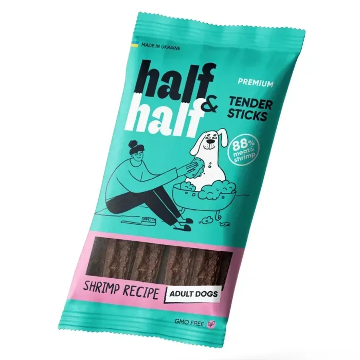 Ласощі Half&Half м’ясні палички для собак, з креветкою 100 г — зображення 1