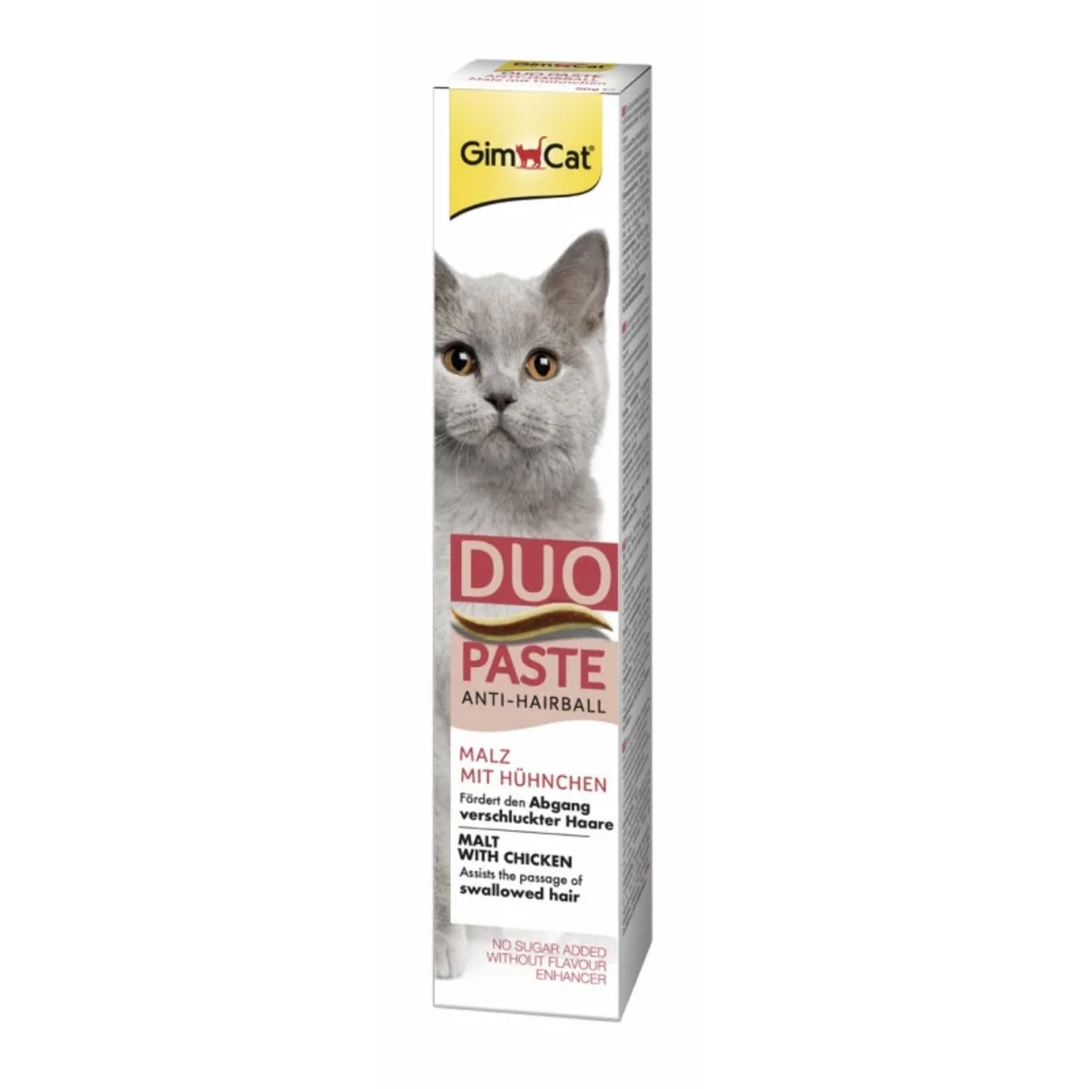 Паста GimCat DUO PASTE Anti-hairboll malt with chicken для котів з чутливим травленням усіх порід мальт та курка 50г — зображення 1