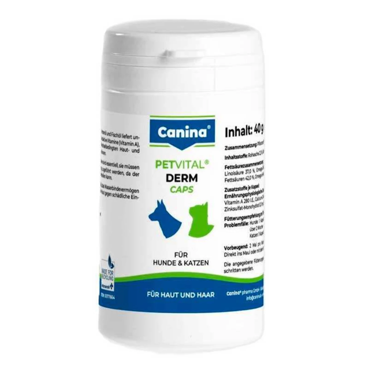 Вітамінний комплекс Canina PetVital Dеrm-Caps для собак та котів для проблемної шкіри та шерсті (100 табл.)