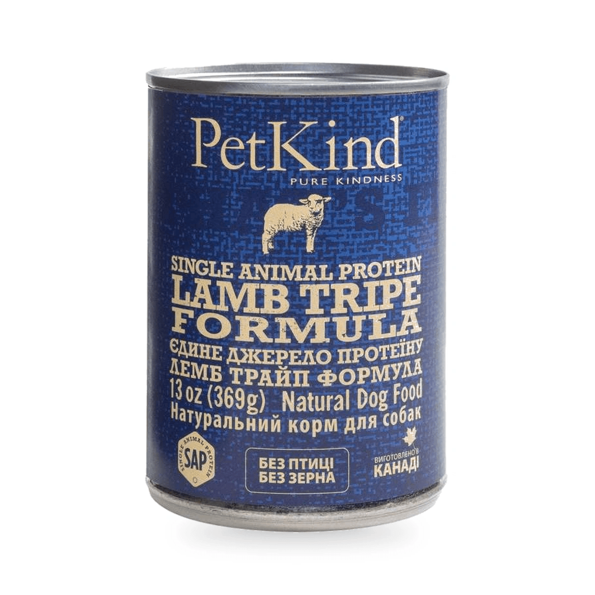 Консерва монопротеїнова для собак PetKind SAP Lamb Tripe Formula з ягнятиною та ягнячим рубцем, 369 г