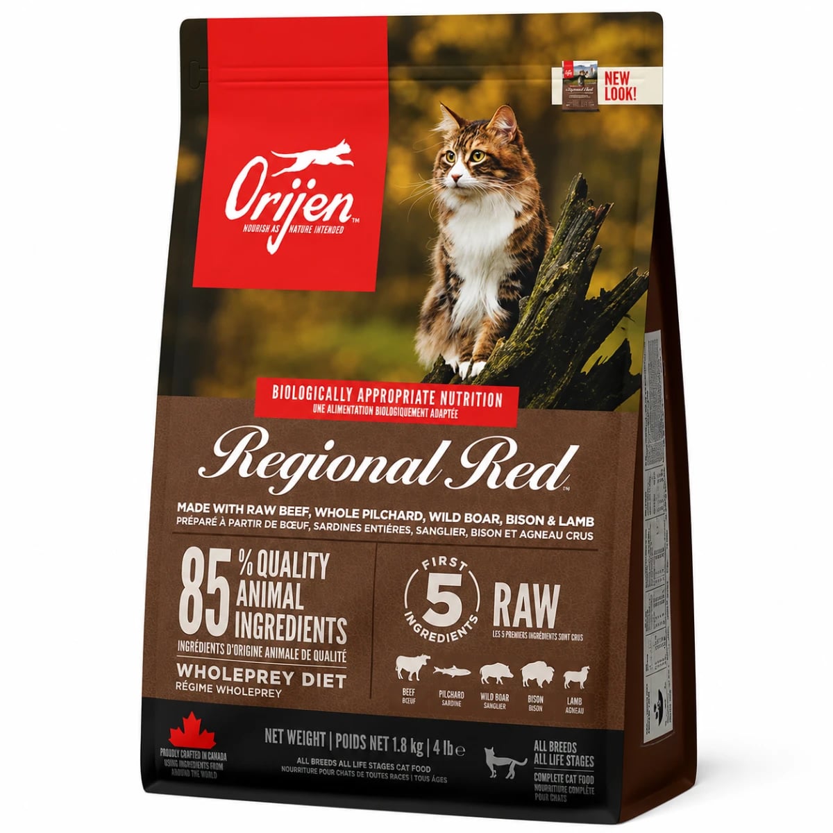 Сухий корм для котів Orijen Regional Red Cat зі смаком м'яса та риби