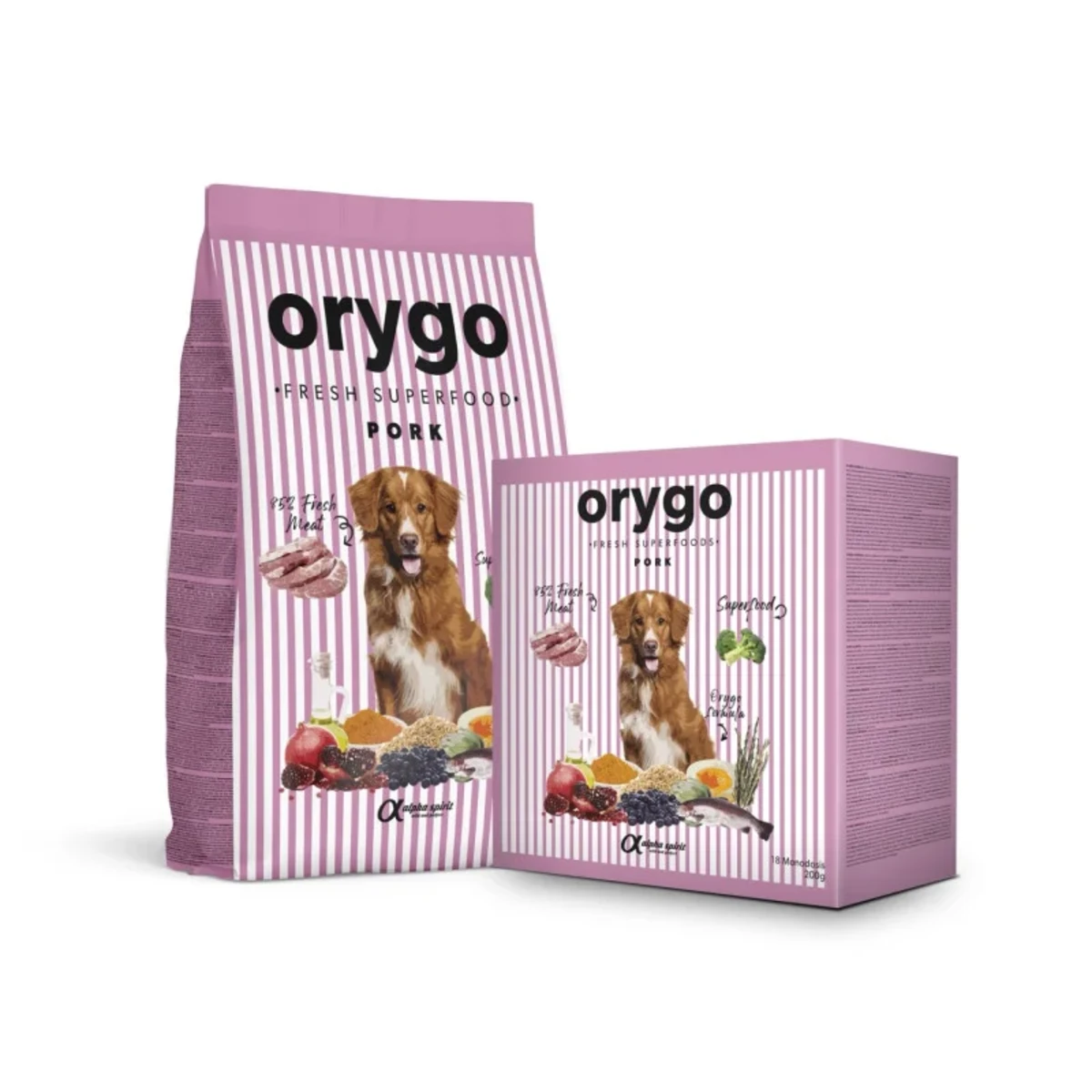 Напiввологий корм для дорослих собак Orygo Pork зі свининою