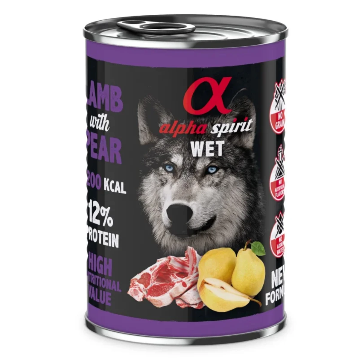 Вологий корм Alpha Spirit Lamb With Pear для дорослих собак з ягням та грушею 400 г — зображення 1