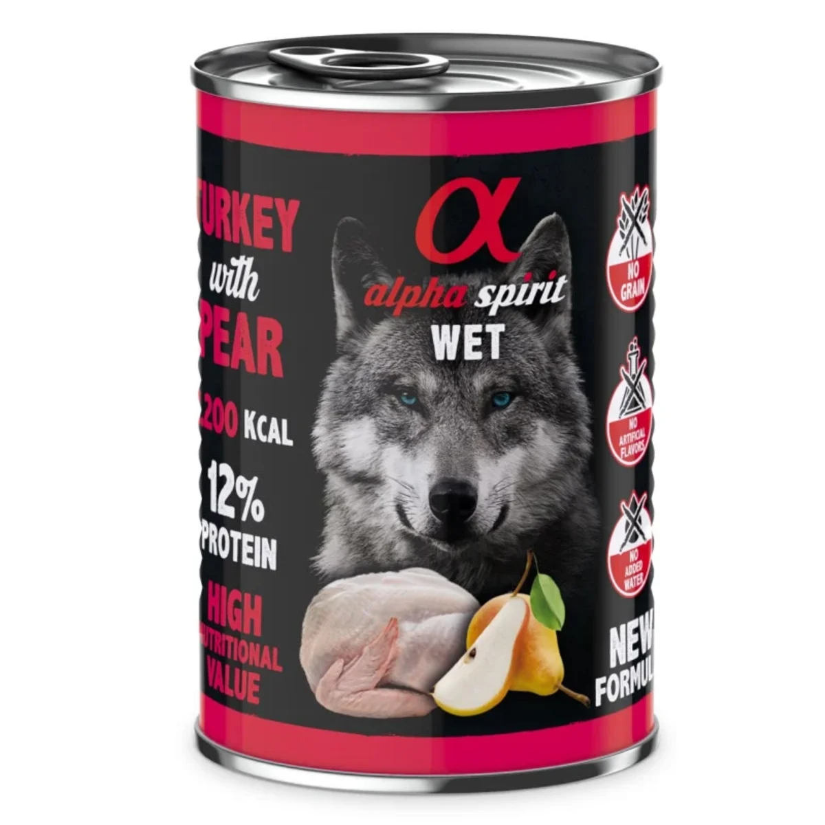 Вологий корм Alpha Spirit Turkey with Pear для дорослих собак з індичкою та грушею 400 г — зображення 1