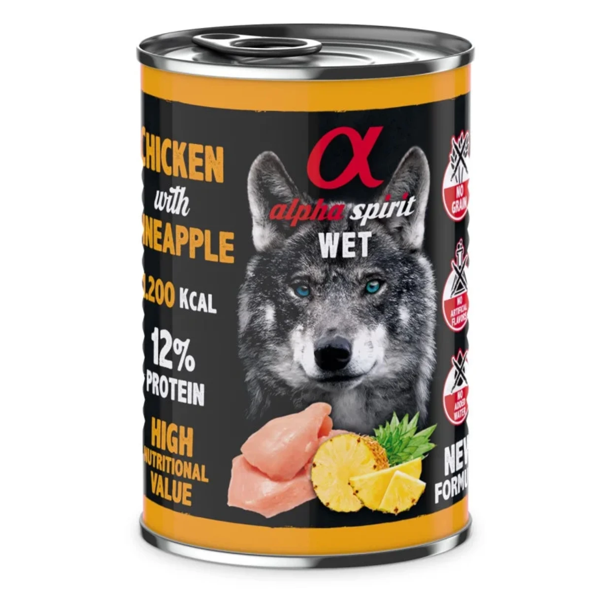 Вологий корм Alpha Spirit Chicken with Pineapple для дорослих собак з куркою та ананасом 400 г — зображення 1