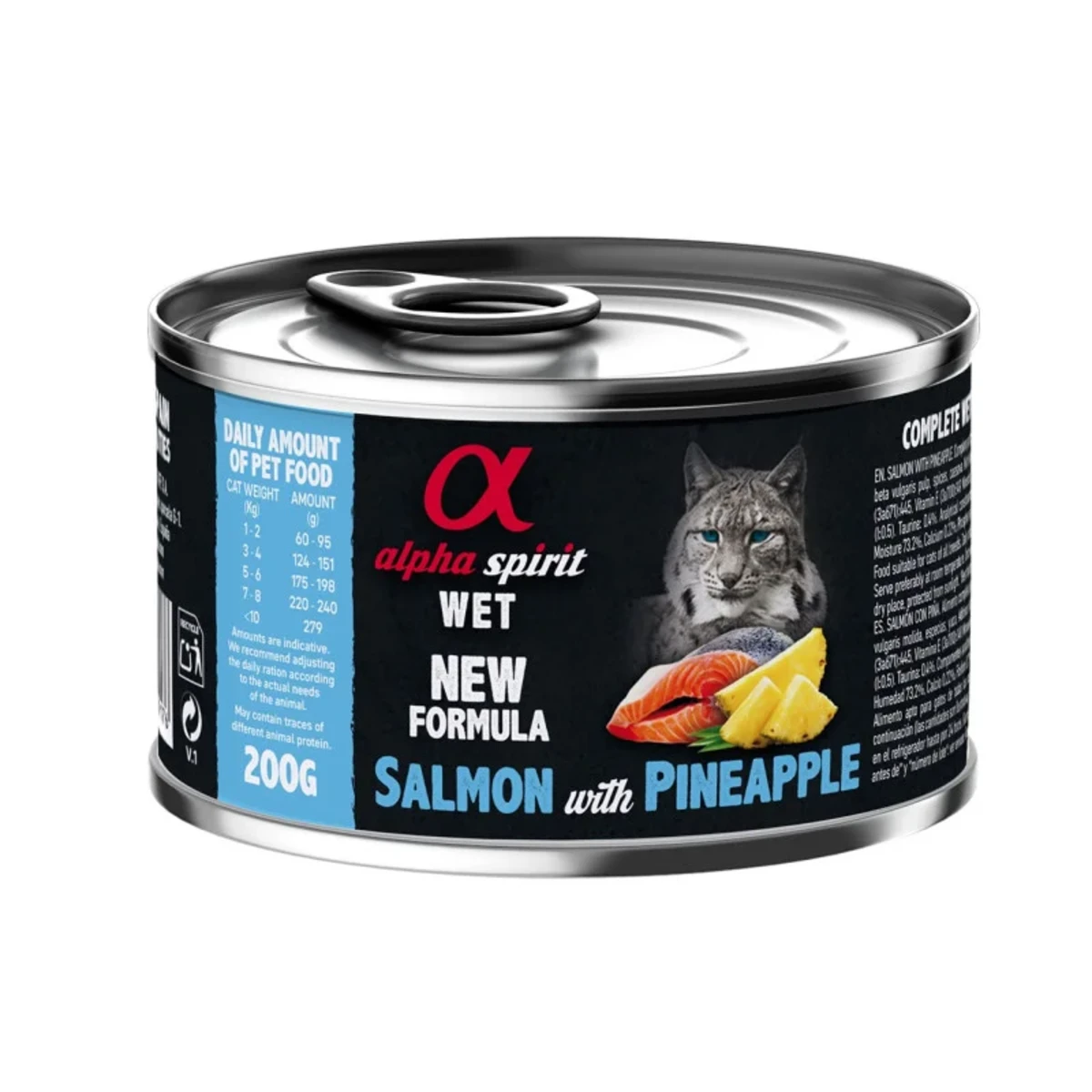 Вологий корм для котів Alpha Spirit Salmon with Pineapple for Adult Cats з лососем та ананасами, 200 г — зображення 1