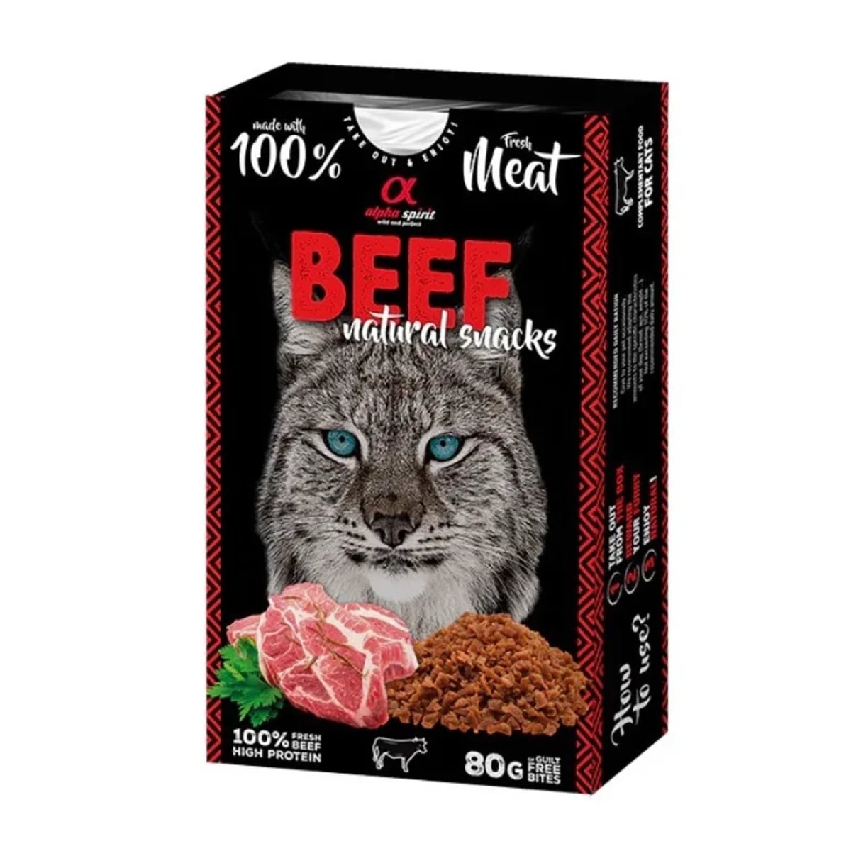 Ласощі для котів Alpha Spirit Cat Natural Snack Beefз яловичиною, 80 г — зображення 1