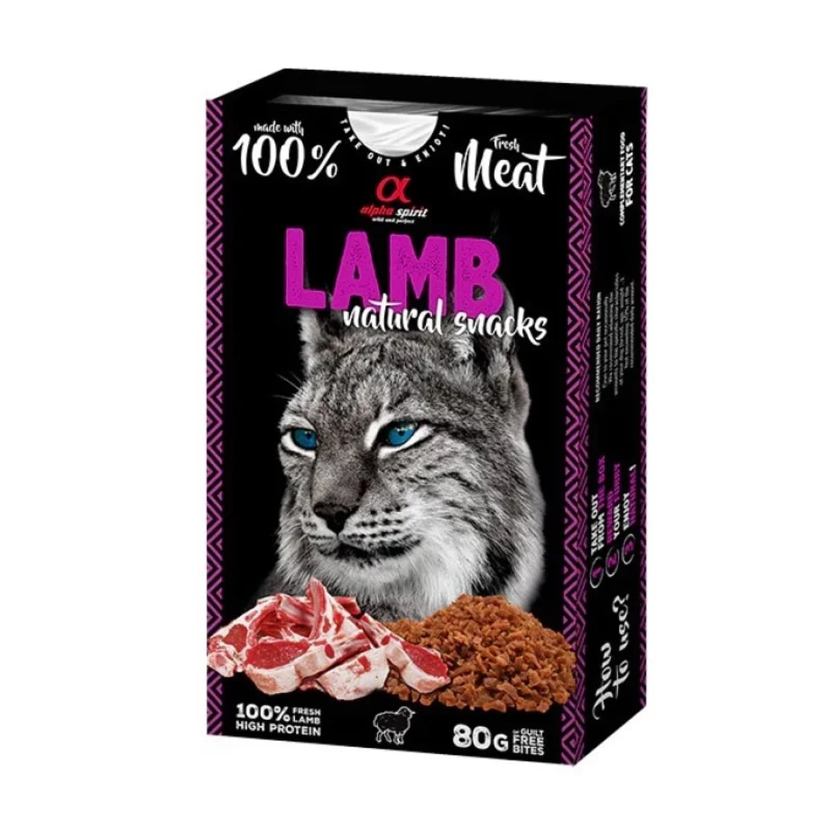 Ласощі для котів Alpha Spirit Lamb Natural Snacks Cat з ягнятиною, 80 г — зображення 1