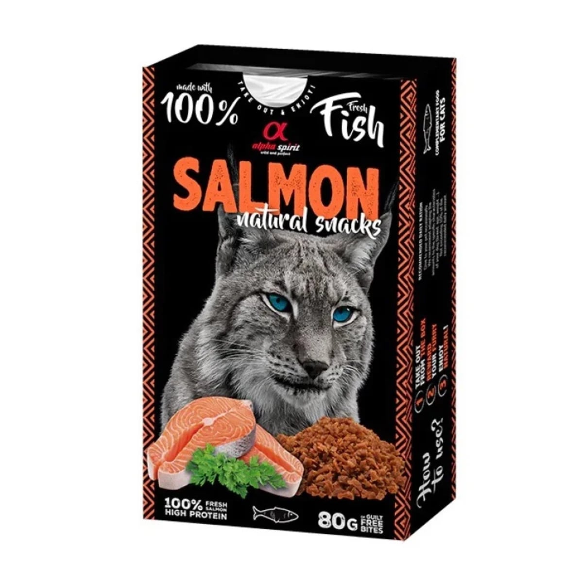 Ласощі для котів Alpha Spirit Salmon Natural Cat з лососем, 80 г — зображення 1