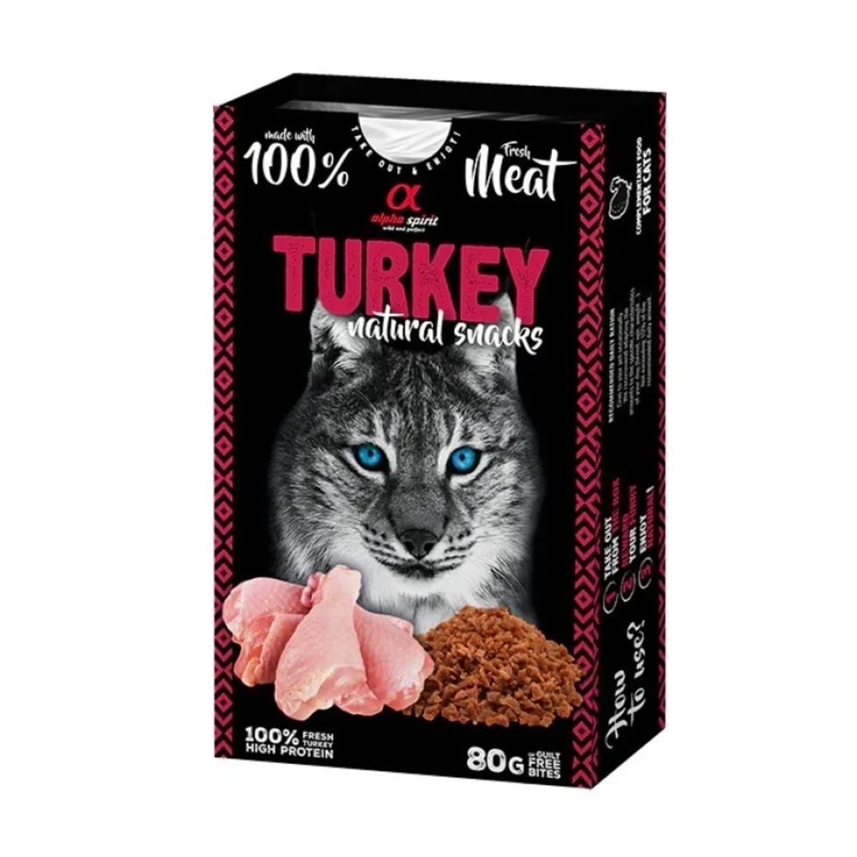 Ласощі для котів Alpha Spirit Turkey Natural Cat з індичкою, 80 г — зображення 1