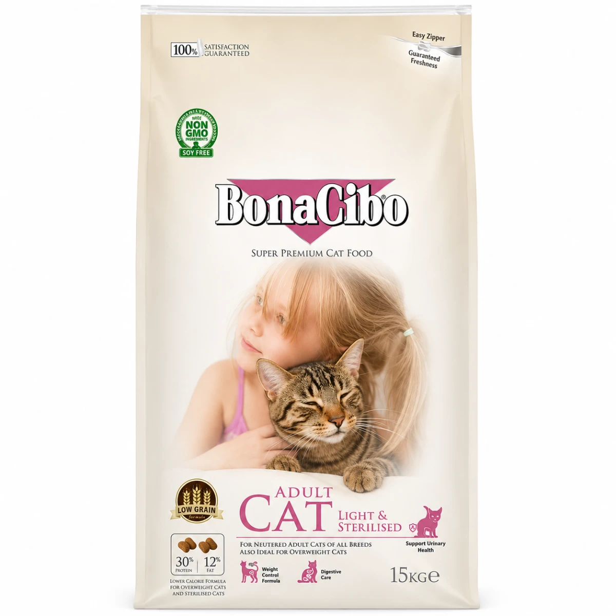 Сухий корм для котів BonaCibo Adult Cat Light & Sterilised з куркою, анчоусом та рисом