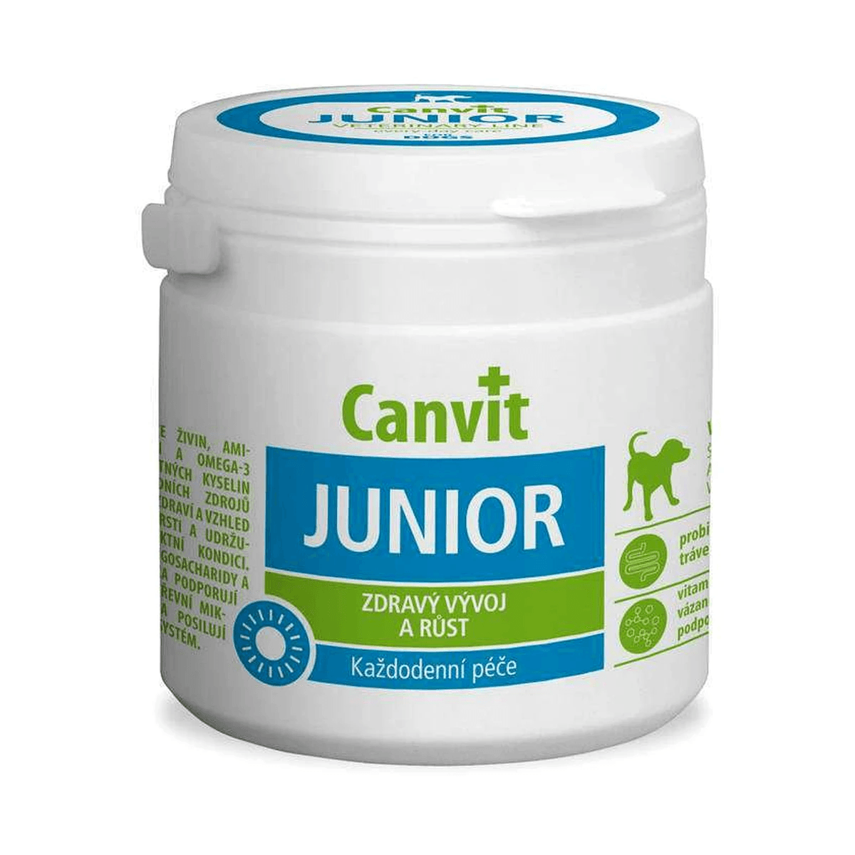 Вітаміни для цуценят і молодих собак Canvit Junior для здорового росту, розвитку, міцного імунітету та правильного формування кісток і суглобів — зображення 1