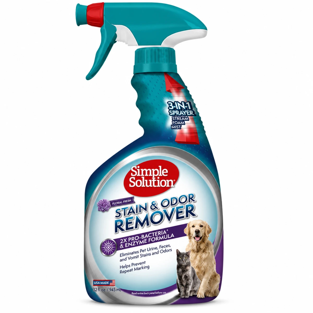 Simple Solution Stain & Odor Remover Floral Fresh Scent для нейтралізації запахів і видалення плям від життєдіяльності хатніх тварин