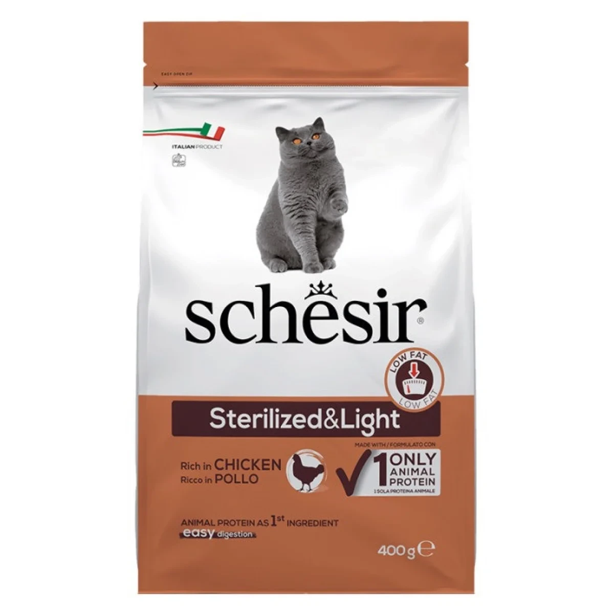 Schesir Cat Sterilized & Light сухий монопротеїновий корм для стерилізованих котів, для котів схильних до повноти — зображення 1
