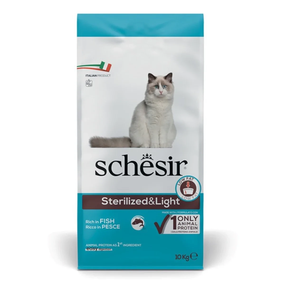 Schesir Cat Sterilized & Light сухий монопротеїновий корм для стерилізованих котів, для котів схильних до повноти. — зображення 1