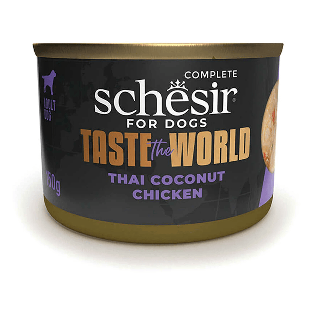 Вологий корм для дорослих собак Schesir Taste the World Chicken Thai Coconut з куркою по-тайськи та кокосом, шматочки в бульйоні, 150 г