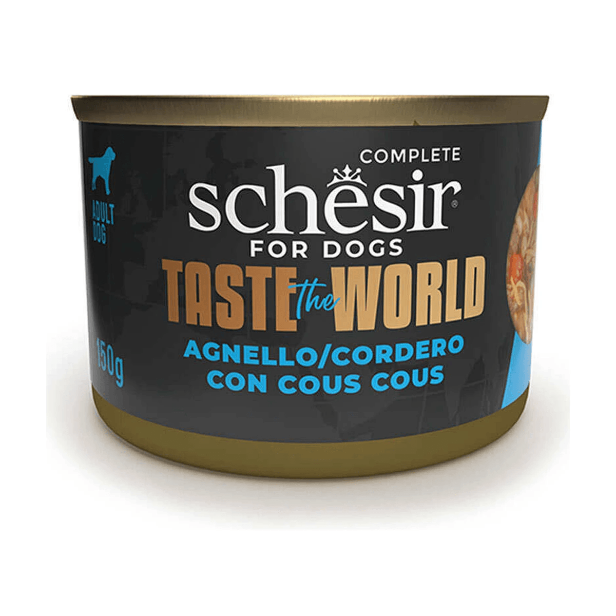 Вологий корм для дорослих собак Schesir Taste the World Lamb with Cous Cous з ягнятиною та кус-кусом, шматочки в бульйоні, 150 г — зображення 1