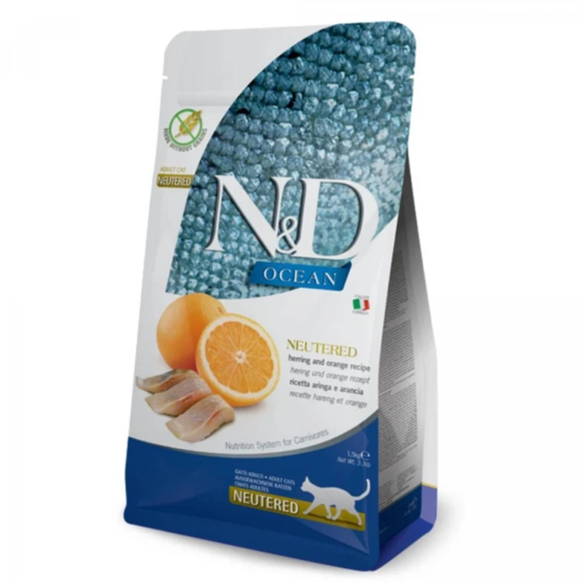 Farmina N&D Grain Free Ocean Herring & Orange Neutered Adult сухий корм з оселедцем та апельсином