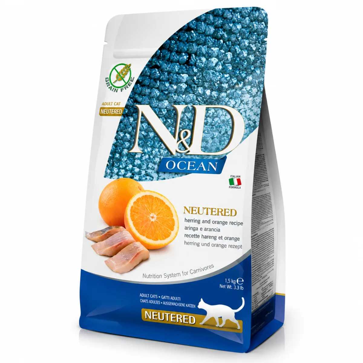Farmina N&D Grain Free Ocean Herring & Orange Neutered Adult сухий корм з оселедцем та апельсином