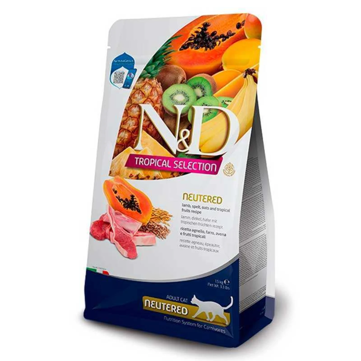 Farmina N&D Tropical Selection Lamb Neutered Cat низькозерновий сухий корм з ягням і тропічними фруктами для стерилізованих котів — зображення 1