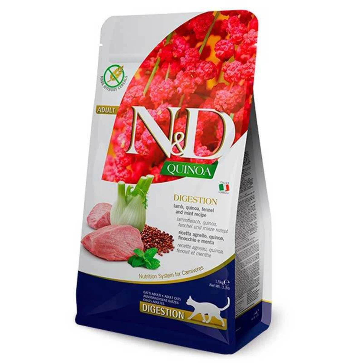 Farmina N&D Quinoa Digestion Lamb&Fennel Ault Cat беззерновий сухий корм з ягням та кіноа для котів з порушеннями травлення
