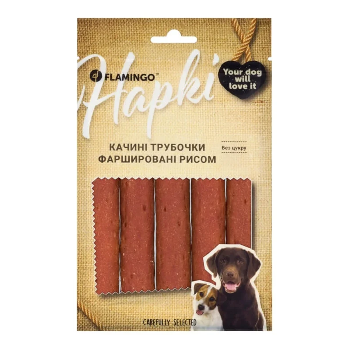 Ласощі Flamingo для собак качині трубочки фаршировані рисом75г