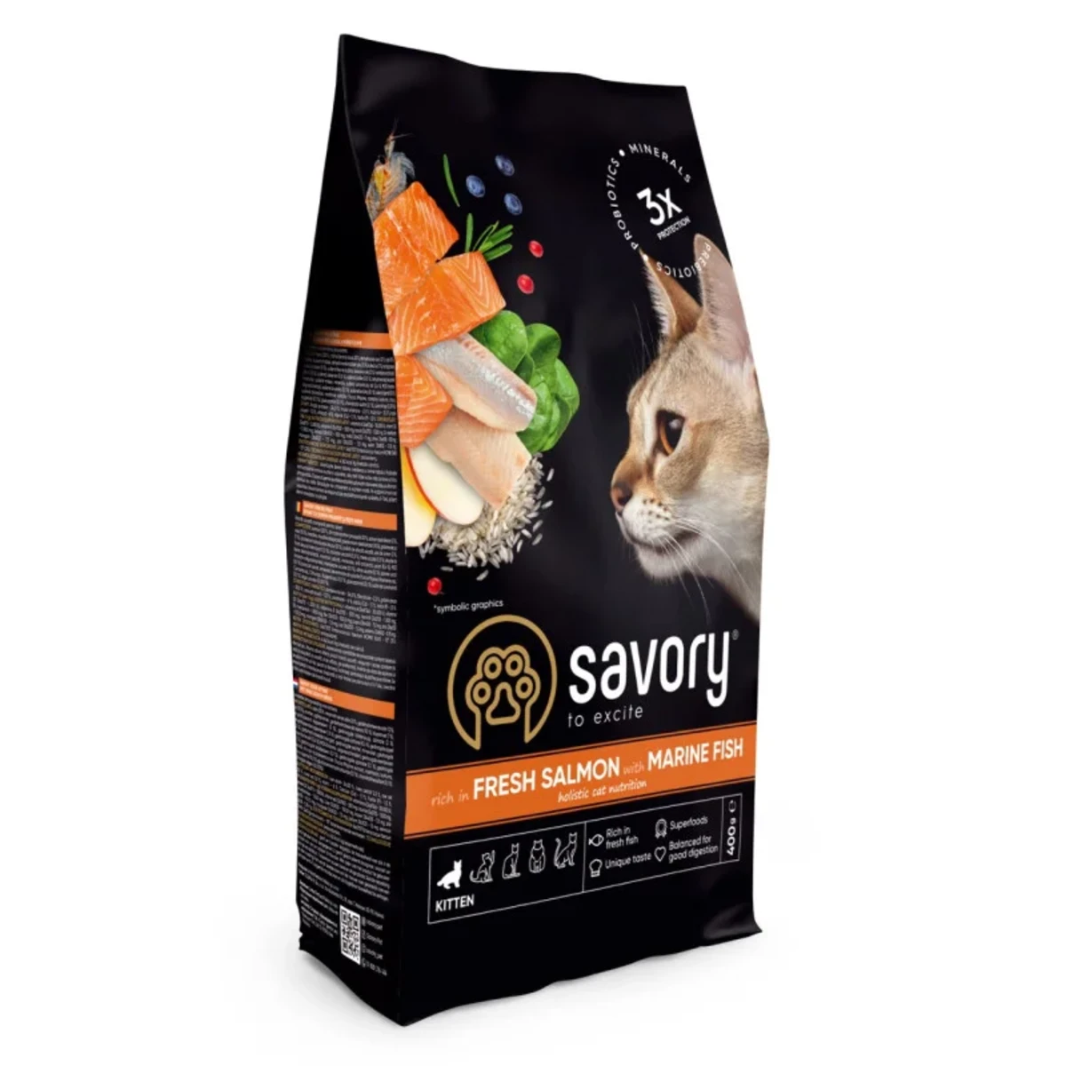 Корм сухий Savory Kitten rich in Fresh Salmon with Marine Fish для кошенят всіх порід зі свіжим лососем та морською рибою — зображення 1