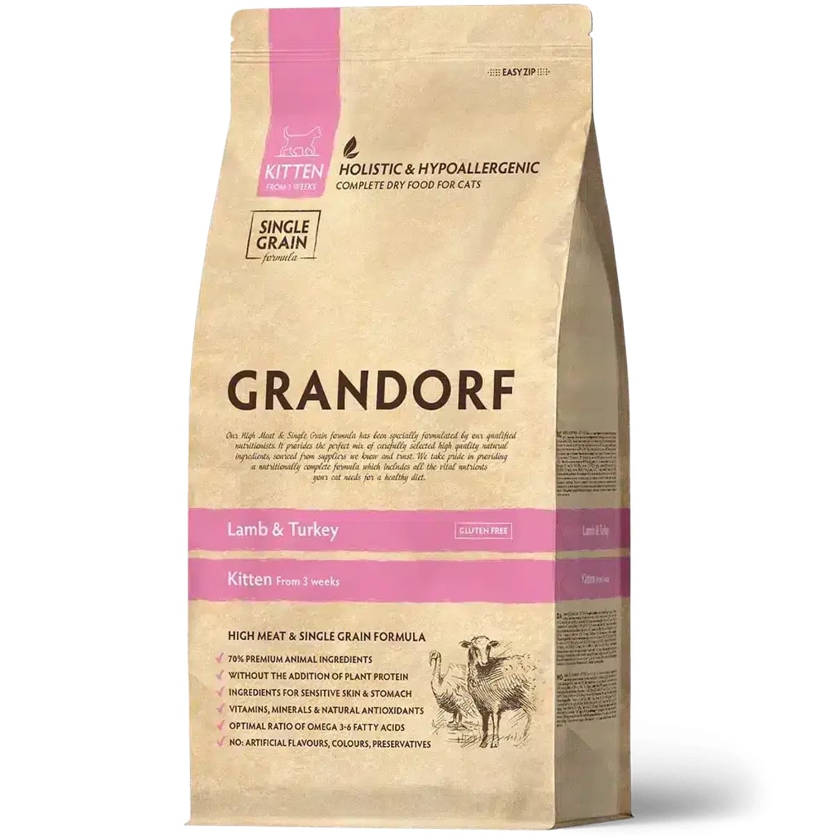 Grandorf Lamb and Turkey сухий корм для кошенят з ягнятком та індичкою