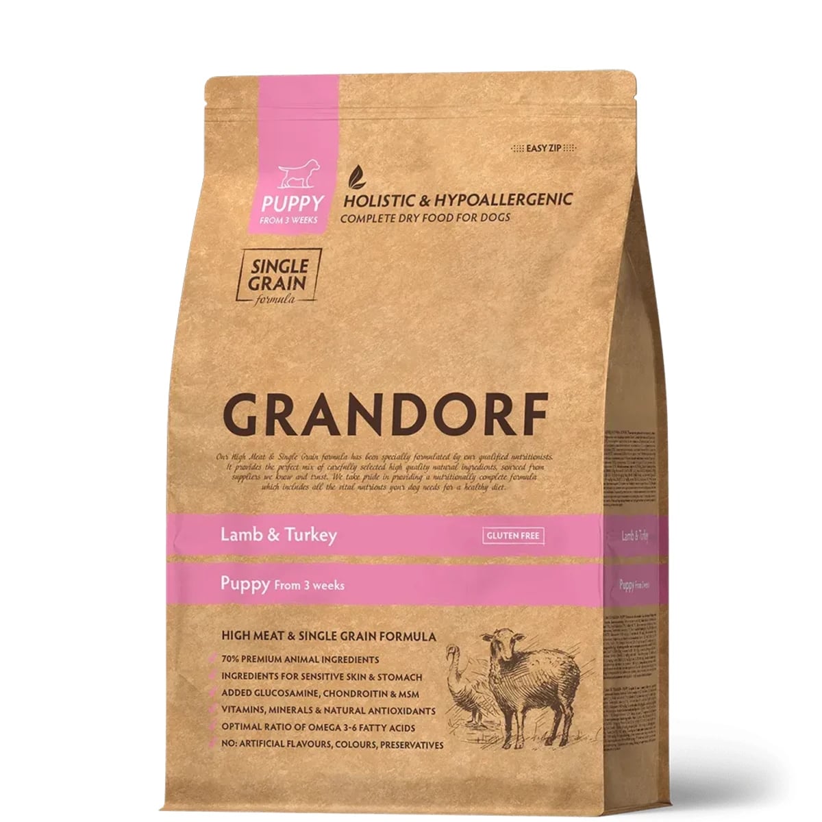 Сухий корм Grandorf Lamb & Turkey з ягням та індичкою для цуценят від 3 тижнів
