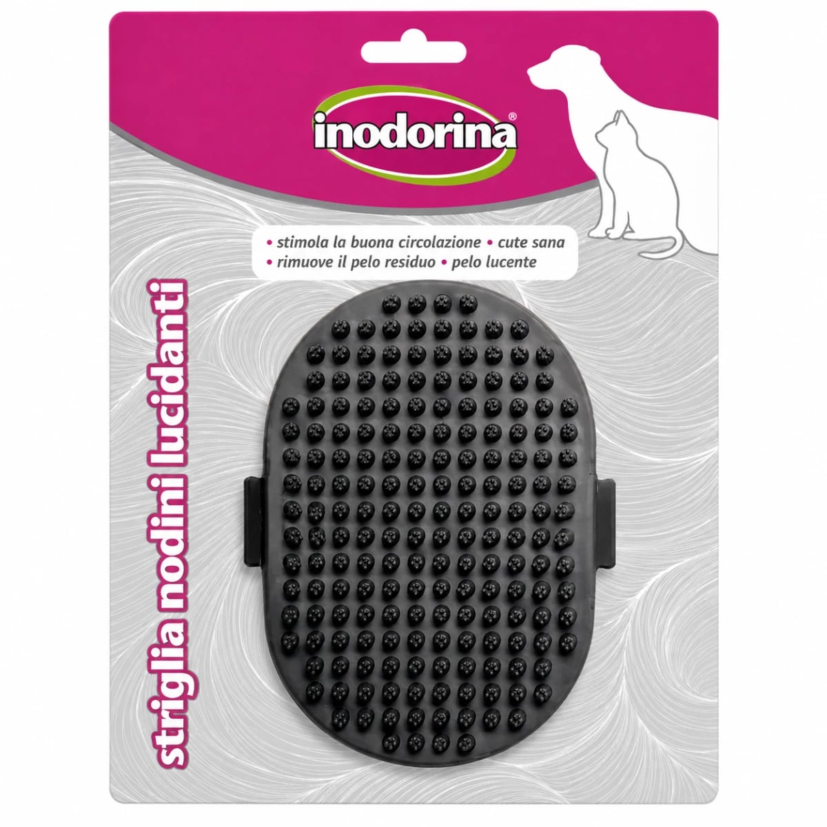 Inodorina Striglia Nodini Lucidant щітка-рукавичка гумова для вичісування короткошерстих котів
