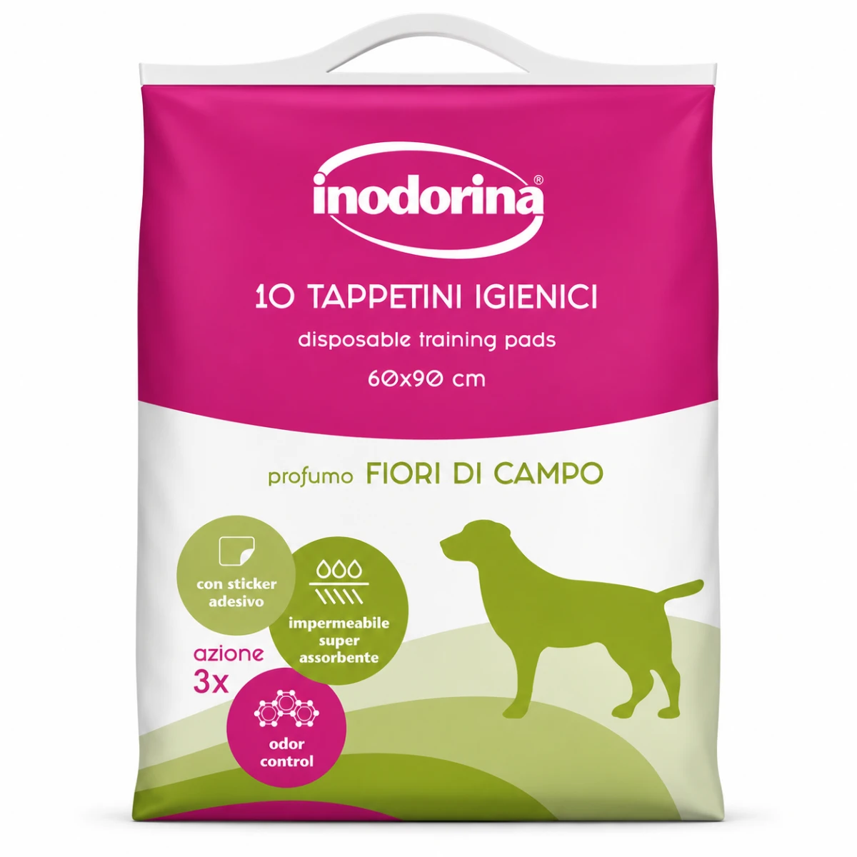 Inodorina Training Pads Wild Flower with sticker - Гігієнічні поглинаючі пелюшки для собак, ароматизовані, 10 шт, 60х90 см