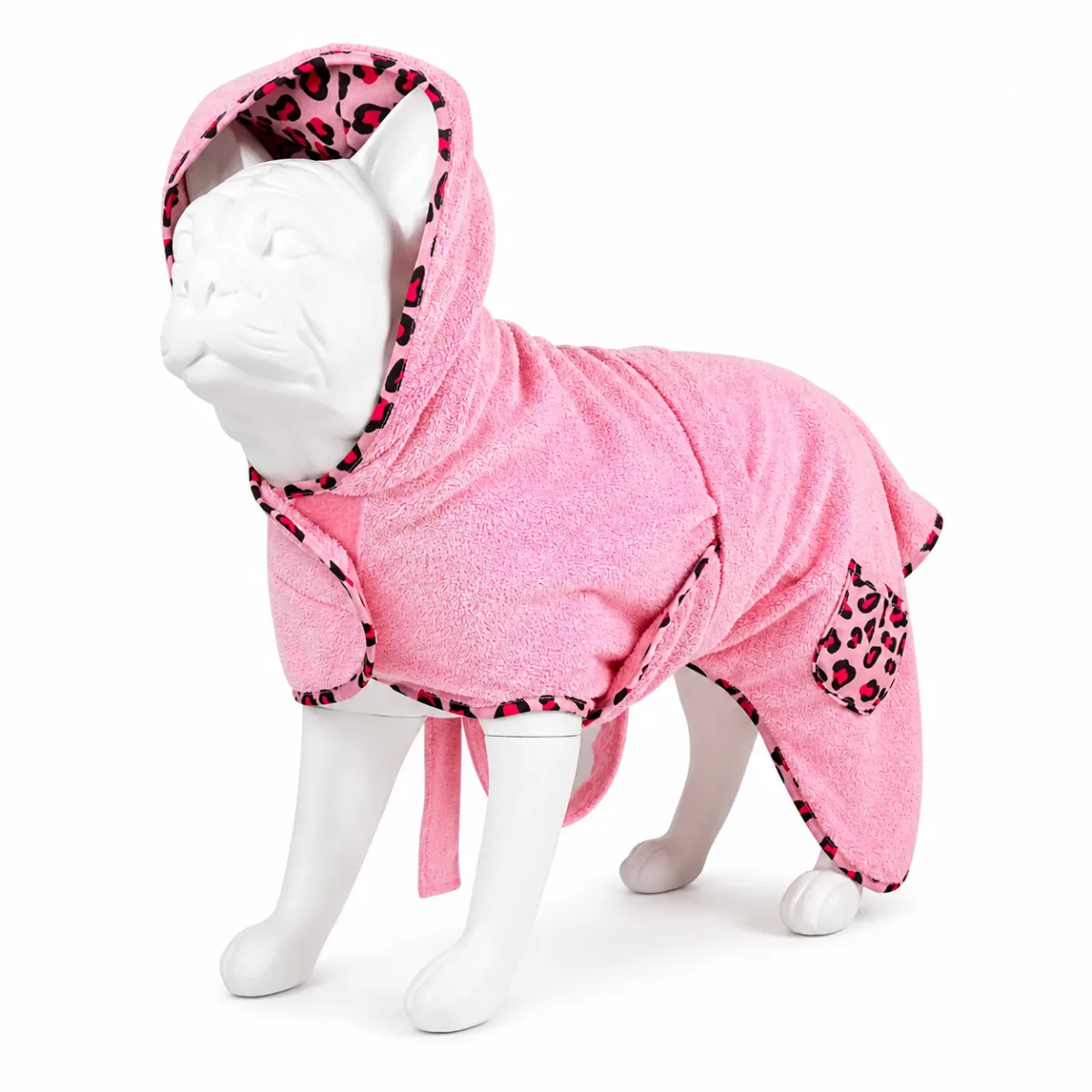 М’який халат для сушіння собак після купання Max & Molly Bath Robe Leopard Pink