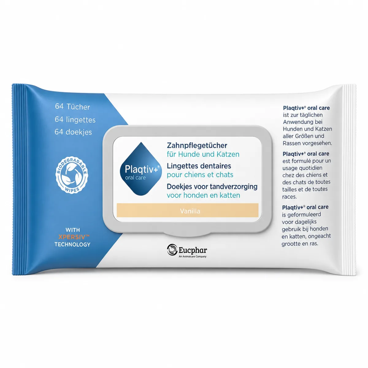 Серветки для догляду за зубами та яснами собак і котів Plaqtiv+ Wipes