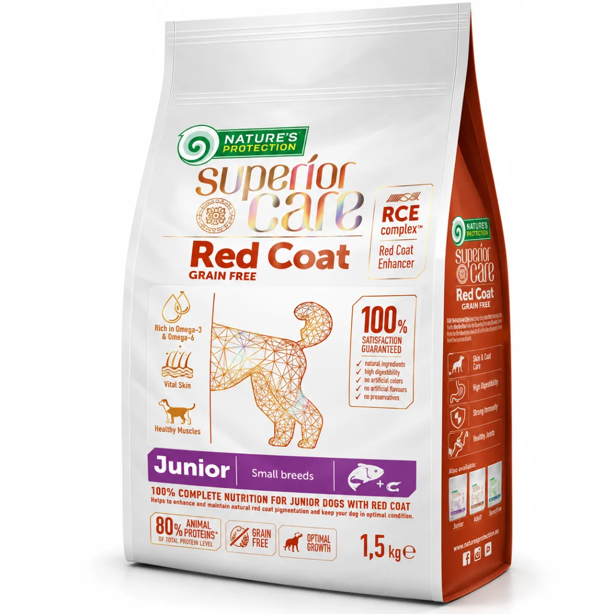 Nature's Protection Superior Care Red Coat Grain Free Salmon Junior Small Breeds — сухий беззерновий корм із лососем для цуценят малих порід із рудою шерстю — зображення 1