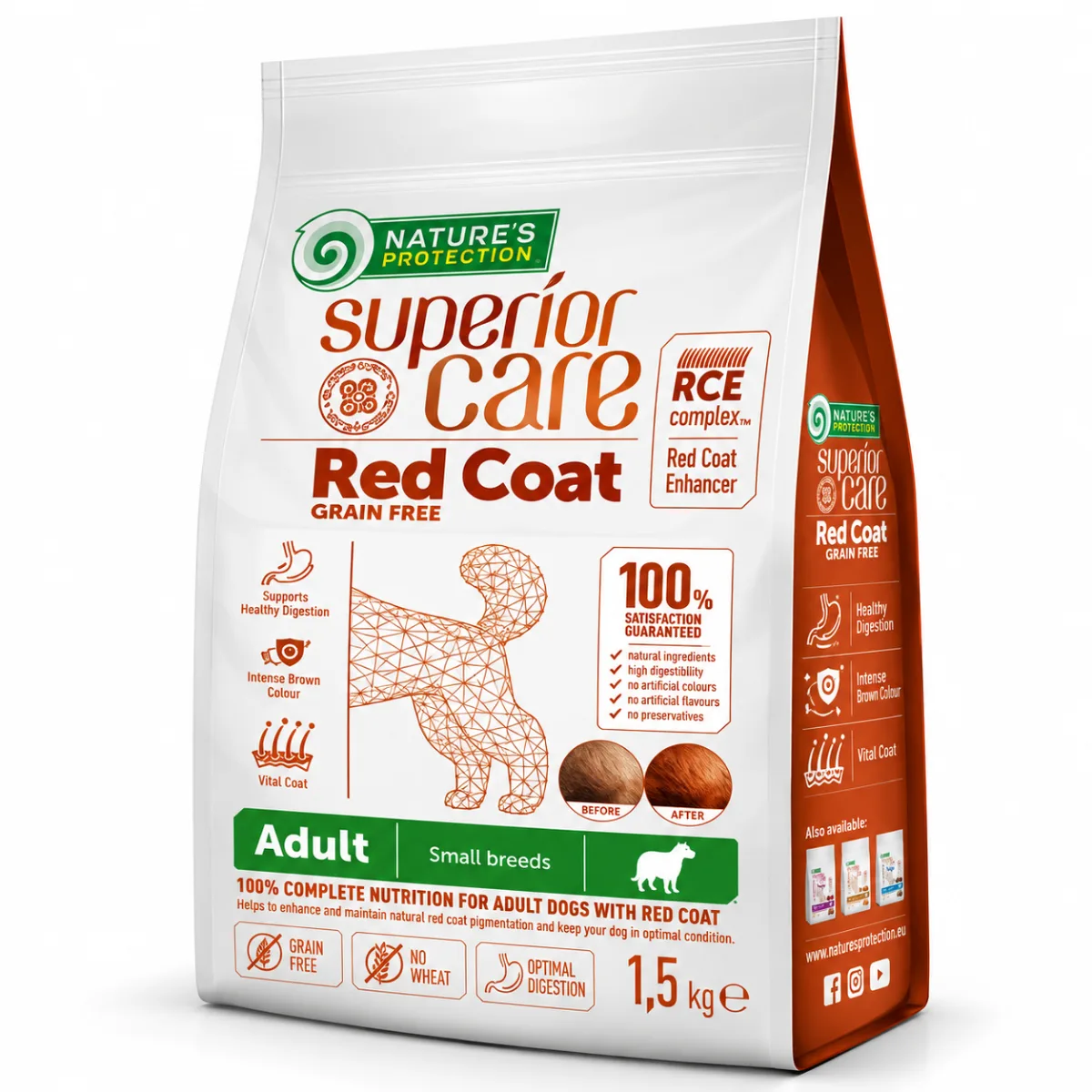 Nature's Protection Superior Care Red Coat Grain Free Lamb Adult Small Breeds — сухий беззерновий корм із ягням для дорослих собак малих порід із рудою шерстю — зображення 1